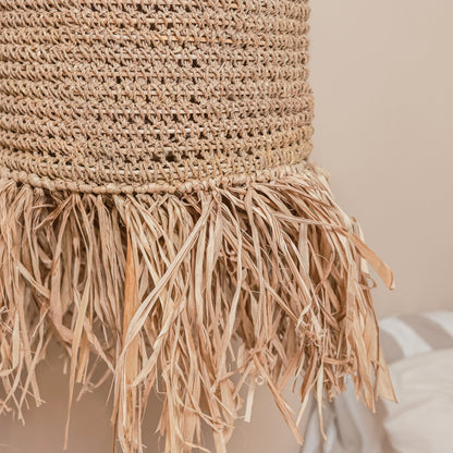 Sfeerfoto raffia lampenkap Kawah closeup detail