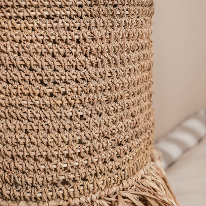 Sfeerfoto raffia lampenkap Kawah closeup detail