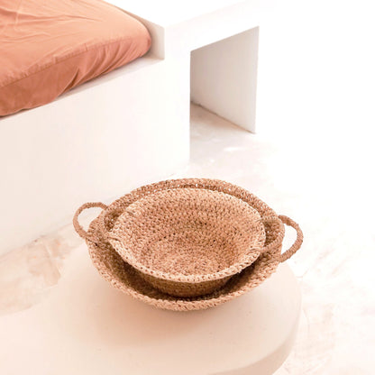 Sfeerfoto raffia schalen Raga in elkaar