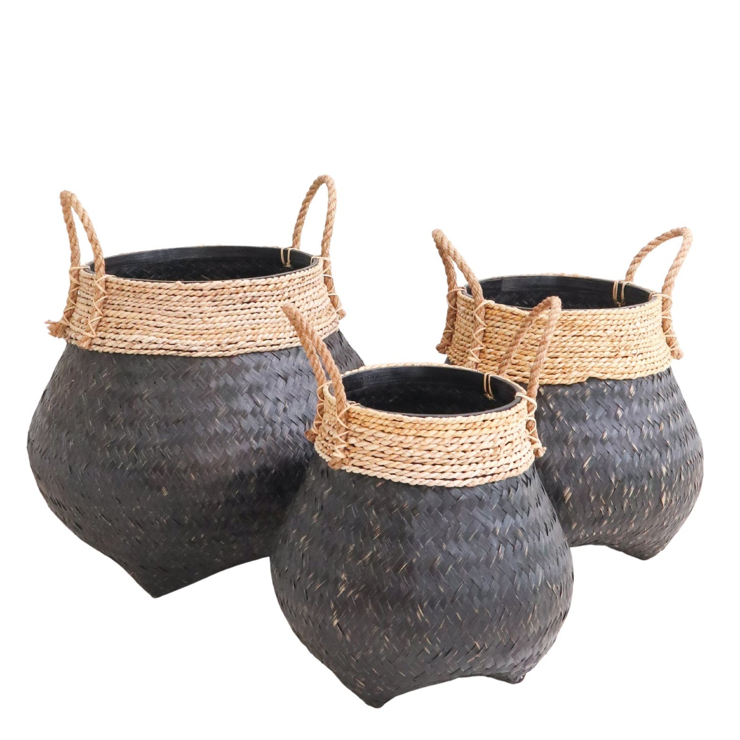 Zwarte boho bamboe mand  BENOA