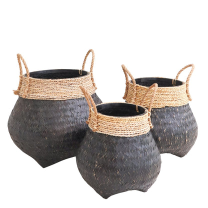 Zwarte boho bamboe mand  BENOA