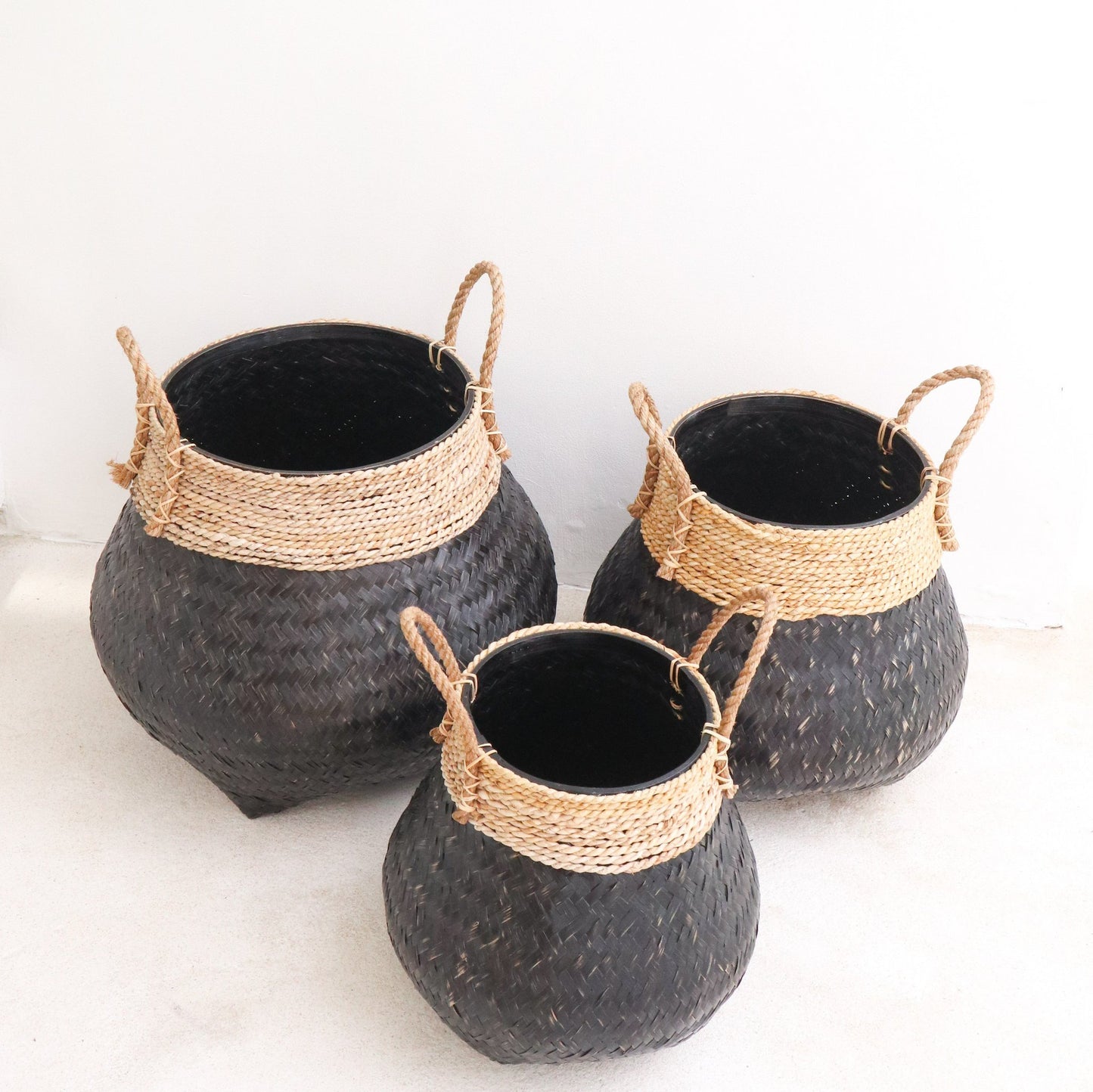Zwarte boho bamboe mand  BENOA
