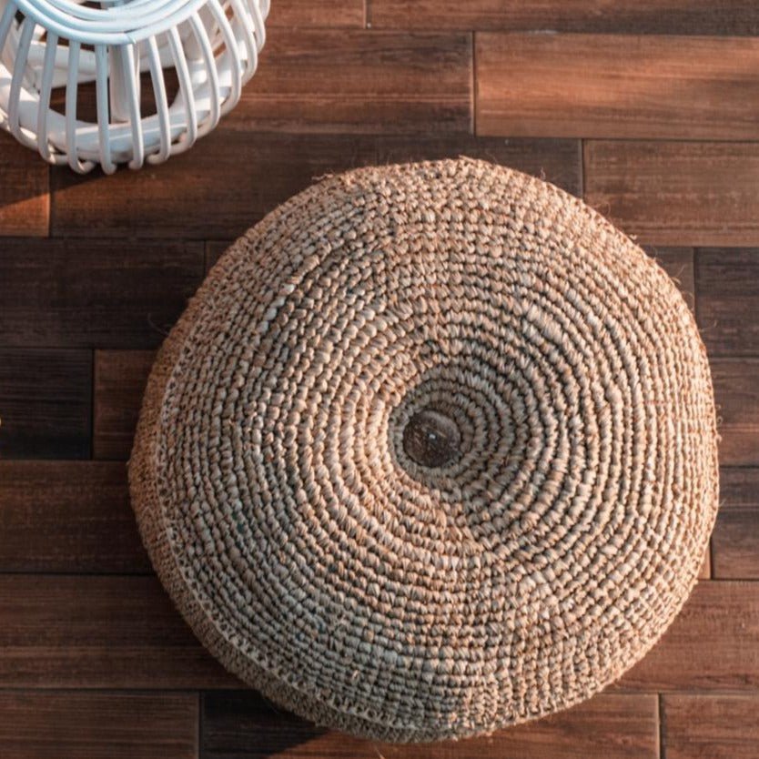 Raffia poef Telu